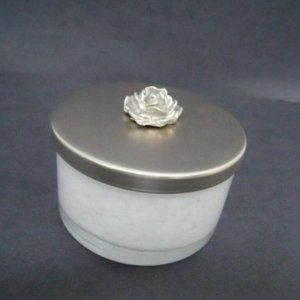Hallmark Dish GLASS Trinket Box Metal Rose Lid Storage Jewelry Coins Candy Flaws